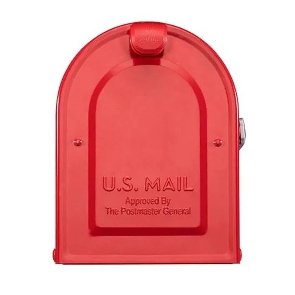 Architectural Mailboxes 7600R MB1 Post Mount Mailbox - Red with Silver Flag -...